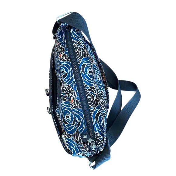 Kipling Angie Crossbody Travel Purse Bag Blue Floral Print #199N - Picture 3 of 9